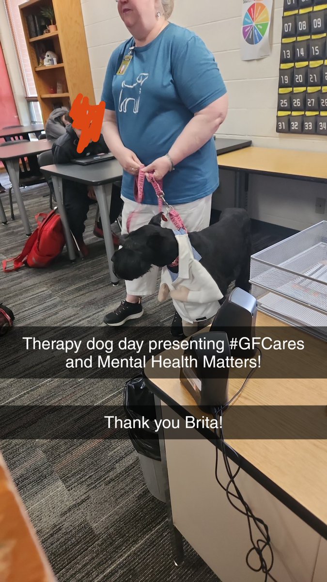 Teaching the High School Summer Health course has been fun for the first week and now we have Brita, a trained therapy dog that works with GFPS and UND that got to visit our class today! THANK YOU #GFCares and Mandy Iverson for coming in!! youtu.be/02NwE3-H-p8