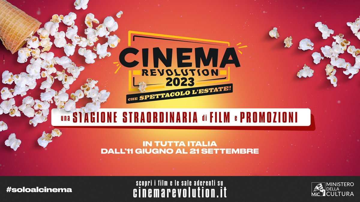 𝐂𝐈𝐍𝐄𝐌𝐀 𝐑𝐄𝐕𝐎𝐋𝐔𝐓𝐈𝐎𝐍 𝟐𝟎𝟐𝟑 - dall'11 giugno al 21 settembre una stagione straordinaria di film e promozioni. Visita 👉cinemarevolution.it