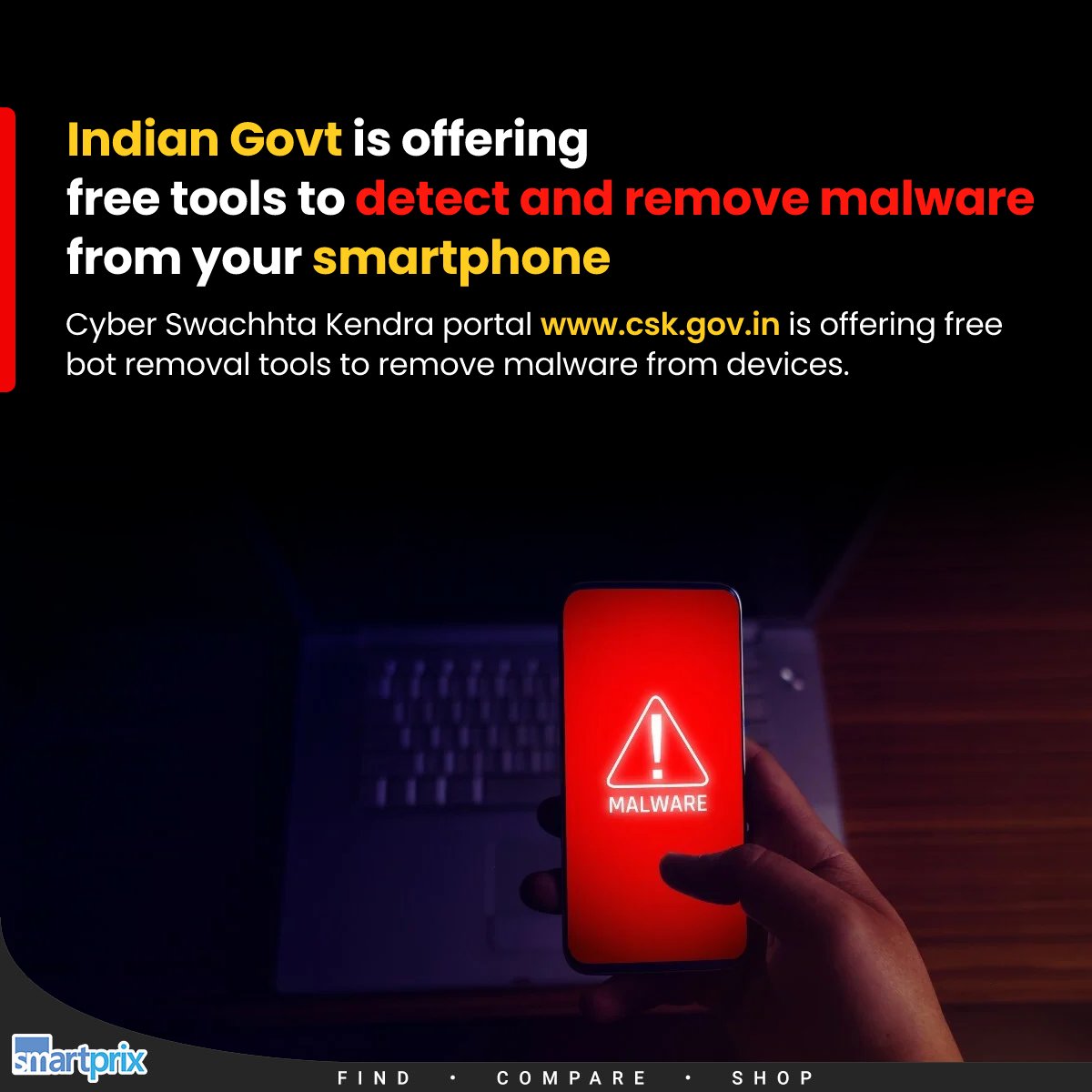 Government is offering free tools to protect against malware attacks and scams.

#Govt #Malware #Smartphones #CyberSwachhtaKendra