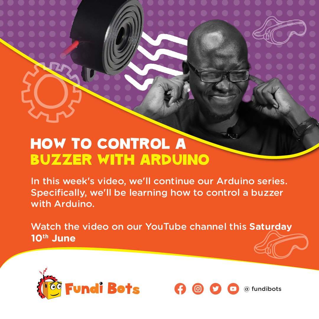 Another awesome YouTube video drops tomorrow on our channel 🎬

We're super excited to be learning how to control a buzzer with Arduino as we continue our #Howthingswork series with you.

Don't forget to subscribe so you don't miss it : bit.ly/3QWgYx7 
#WeareFundi