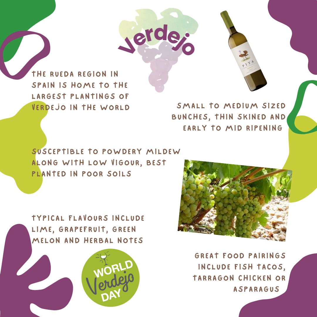 Today is #WorldVerdejoDay so here is a little crib sheet to help spread the good word!

#HappyFriday everyone and enjoy the #weekendvibes 

#winesofspainuk #spain #winelover #winemerchant #sommelier #sommlife #shoplocal #wine #winetasting #verdejo #rueda #summerwhite #rrltdwine