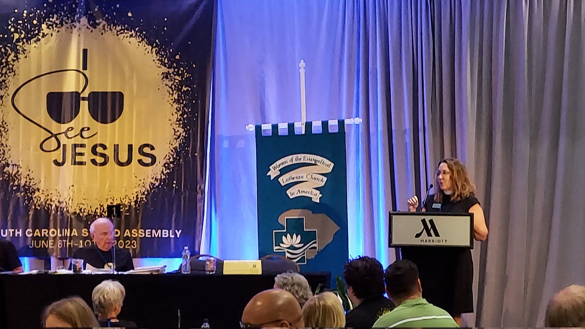 SCSynod's tweet photo. The Rev. Kara Stewart speaks of the transformative work of @NBRTogetherSC in the Charleston region, helping people break the bonds of poverty.
"What is your goal? We want to help you get there."
#SCSynod Assembly https://t.co/QCi4i1cH9d