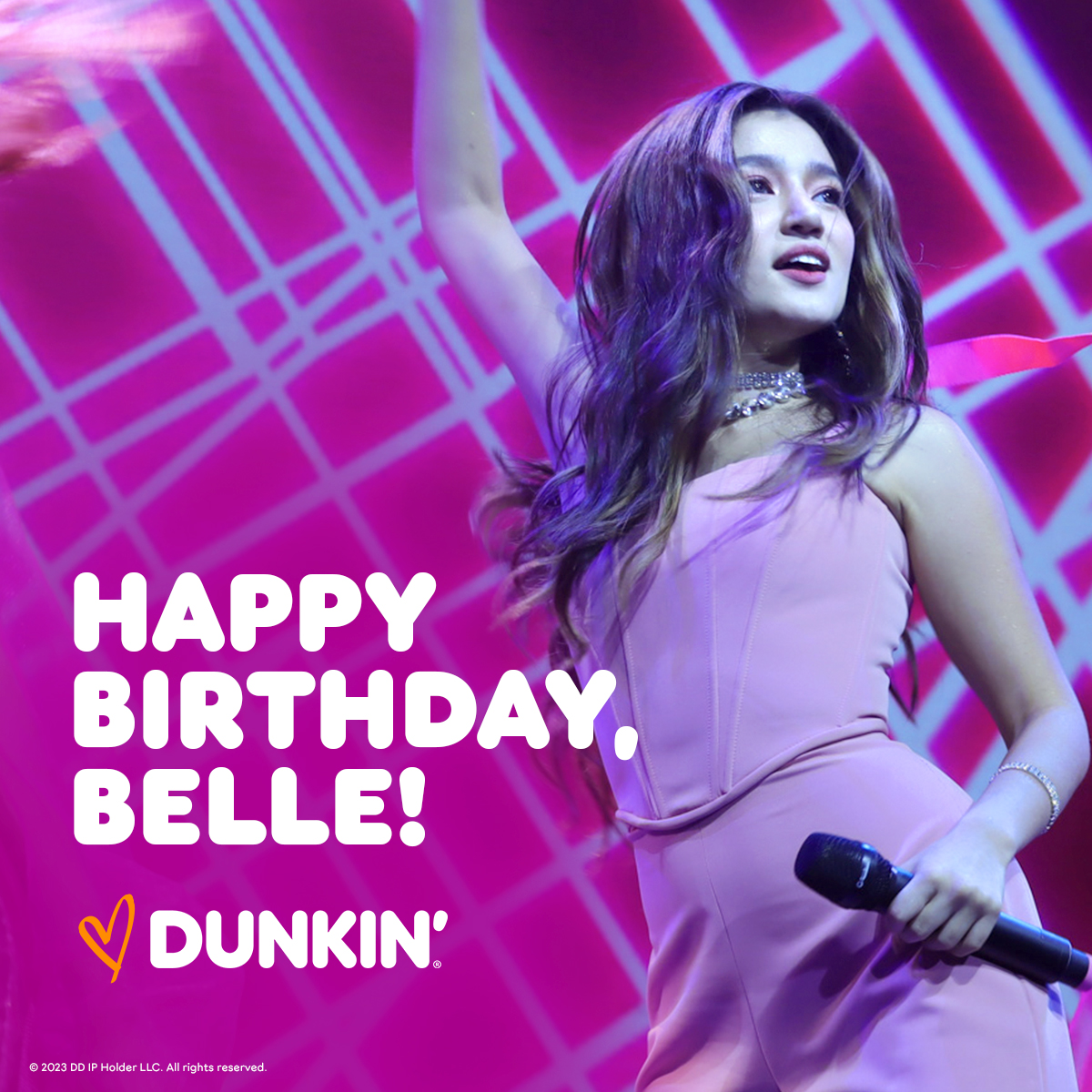 dunkinph's tweet photo. Happy Birthday to the multi-talented @bellemariano02! Have a Fun-Dunkin’ Birthday! #BelleMarianoDunkinPH #DunkinPH 😍💕 https://t.co/VYVvG39DhP