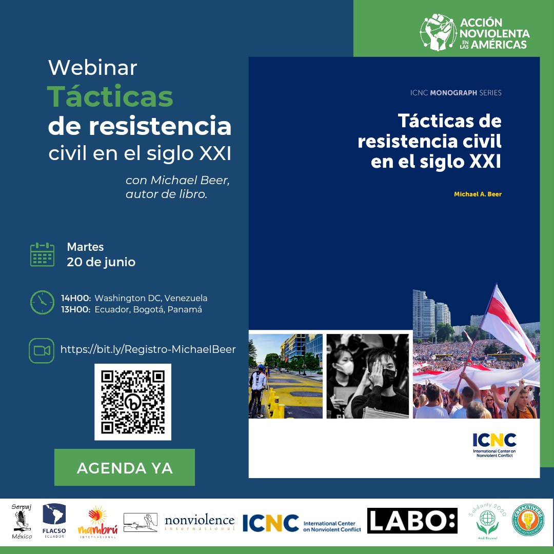 FLACSO Ecuador (@flacsoec) on Twitter photo El próximo 20 de junio, acompáñanos en el webinar sobre tácticas de resistencia civil en el siglo XXI. Este evento es organizado por <a href="/NoViolenciaLA/">Acción Noviolenta en las Américas</a> junto a <a href="/FLACSOec/">FLACSO Ecuador</a>.
🌐Más información del evento: bit.ly/3CiOqJ1
➡️Registro: bit.ly/Registro-Micha… El próximo 20 de junio, acompáñanos en el webinar sobre tácticas de resistencia civil en el siglo XXI. Este evento es organizado por <a href="/NoViolenciaLA/">Acción Noviolenta en las Américas</a> junto a <a href="/FLACSOec/">FLACSO Ecuador</a>.
🌐Más información del evento: bit.ly/3CiOqJ1
➡️Registro: bit.ly/Registro-Micha…