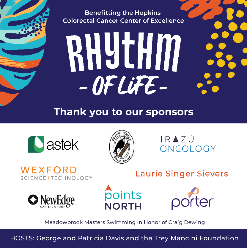 helloporterus's tweet photo. Porter takes immense pride in being a co-sponsor of the Rhythm of Life – Benefit to Beat Colorectal Cancer. This event supports the ongoing efforts of the Colorectal Cancer Center of Excellence at the Johns Hopkins Kimmel Cancer Center https://t.co/0jdm5ikQA5