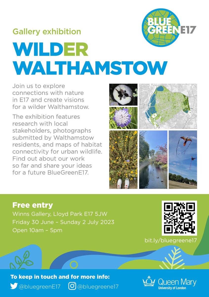 📢 Delighted to announce a free public exhibition of our ongoing research into connections with nature in #E17 and visions for a wilder urban future! Join us at Winns Gallery, Lloyd Park, #Walthamstow 30 June-2 July. Please share widely 🐝🦊🌻🦇🦔🍄