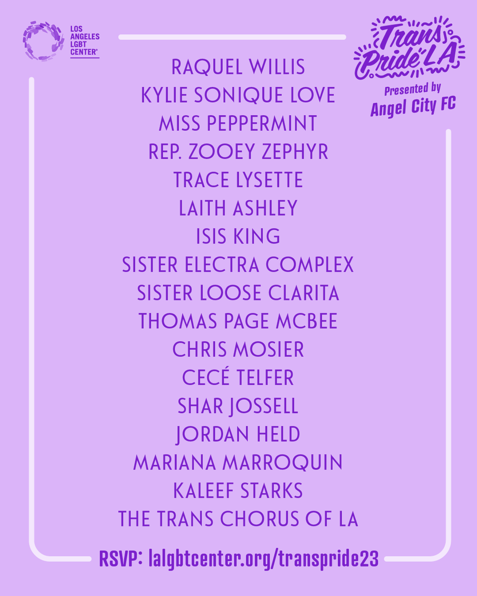 LALGBTCenter's tweet photo. #TransPrideLA is back, baby—but this year, we’re doing things a little different.
On June 16th in Hollywood, join @peppermint247, @thechrismosier, Montana state representative @zoandbehold, and more for an evening you won’t forget. RSVP at https://t.co/XHX5RmP5VE https://t.co/RNMVjJXyS7