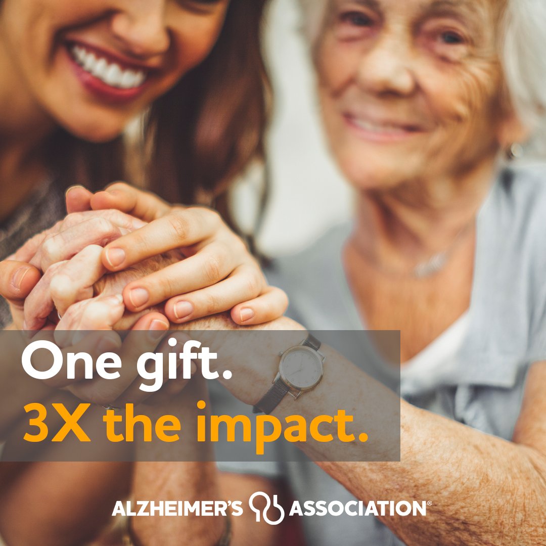Your support can go 3X as far during our Alzheimer's & Brain Awareness Month Million Dollar Triple Match! Make a difference with a gift that brings hope by accelerating research and providing local care and support. bit.ly/3qrl8VL #ENDALZ