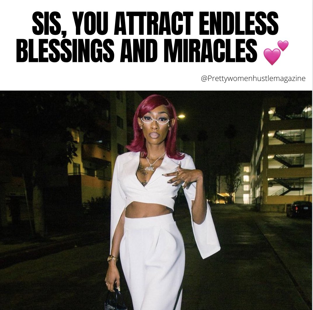 PWHMAGAZINE's tweet photo. Sis You have so many blessings headed your way. Believe it and prepare yourself to receive every one of them ๐๐พ
#futuremillionaire #femaleboss #girlboss #bossgirl #blackownedbusiness #bossbabe #Goals #GiriCeo
#lalamilan #girlquotes #bossquotes #minkeyelashes #businesshacks https://t.co/SXbliyQDk1