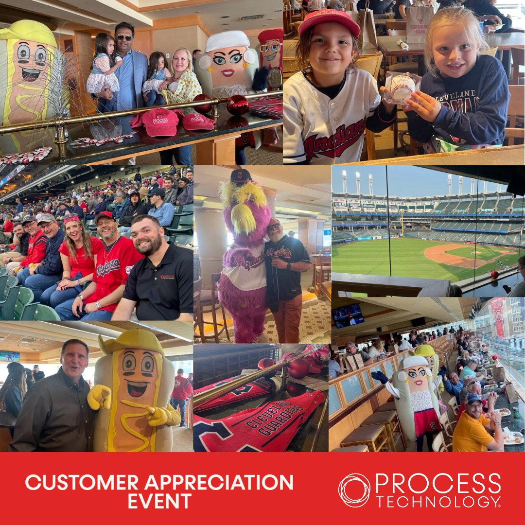 Process Technology held our annual Customer Appreciation Party during #SURFIN23 with the <a href="/CleGuardians/">Cleveland Guardians</a> at Progressive Field. We celebrated with food, drinks, raffles, and gear! Special appearances from the <a href="/CleHotDogs/">Guardians Hot Dogs</a> &amp; <a href="/SliderTheMascot/">Slider</a> highlighted the night!