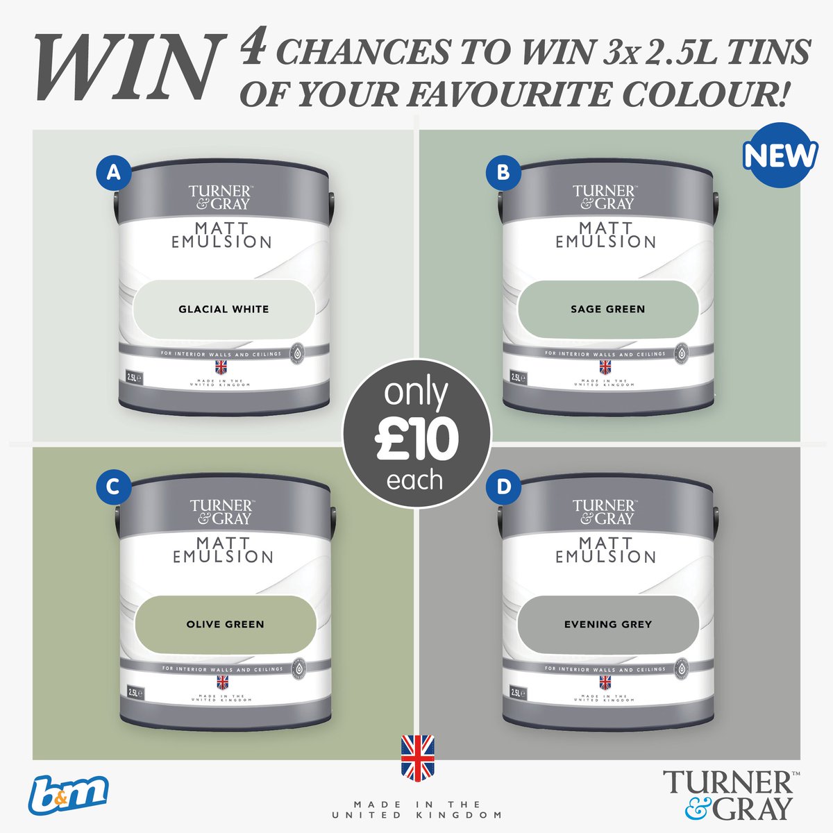 bmstores's tweet image. 🖌️#COMPETITION TIME🖌️

We've launched this amazing NEW Turner &amp;amp; Gray Matt Emulsion in-stores; we're giving FOUR chances to win THREE tins of your favourite colour!

For a chance to #WIN, simply

1) FOLLOW
2) RT
3) COMMENT #BMTurnerGray

Competition ends 9am 16/6/23

*T&amp;amp;C's apply.