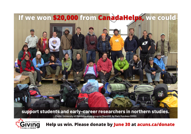 Every $1 you donate to ACUNS in June gives us a chance to win $20,000 from CanadaHelps. With your donation, ACUNS can continue to support students and early-career researchers in northern studies. Donate today: acuns.ca/homepage/donate #GivingChallengeCA