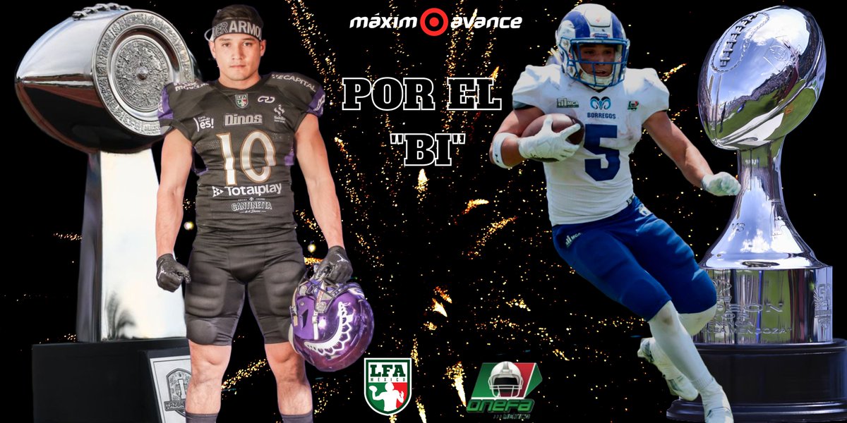 maximoavance's tweet photo. 📝EL DATO  | Julio César Covarrubias, RB de @DinosLFA 🦕 buscará este sábado ganar de manera consecutiva el campeonato Colegial o Liga Mayor de su temporada Senior 🏆 (2022) y el campeonato profesional (LFA) 🏆 en su año de novato (2023) 🏈

#BackToBackChampion #LFA #ONEFA #TazonMexico