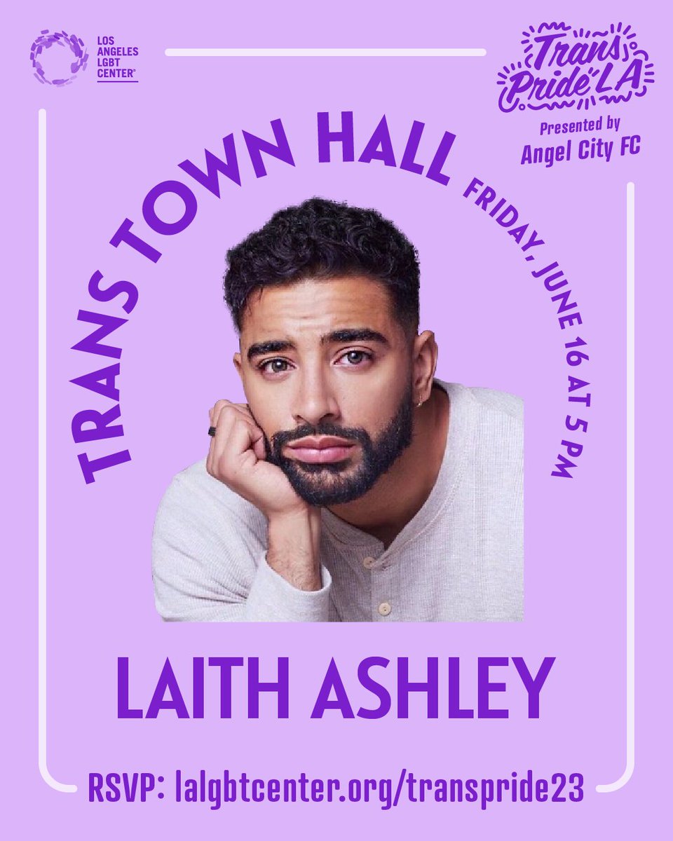 LALGBTCenter's tweet photo. Introducing: The #TransTownHall, a program curated and hosted by @raquel_willis that’s kicking off this year’s #TransPrideLA! With @laith_ashley to @tracelysette, @thomaspagemcbee, @cecetelfer, @jordanilan, and many more.
RSVP today at https://t.co/XHX5RmP5VE https://t.co/dP51wvwLGM