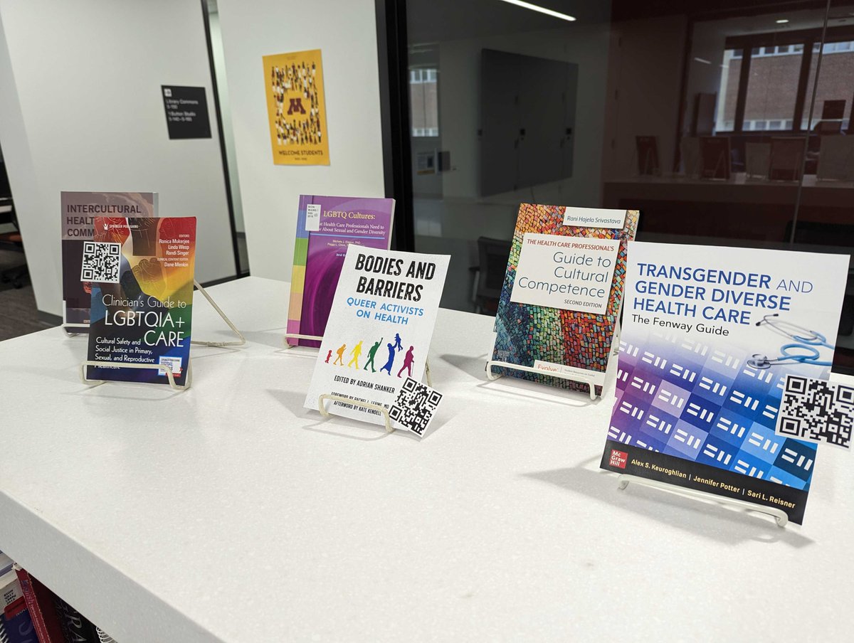 umnhsl's tweet photo. We have a book display up for the month of June! The theme is Pride and we are showcasing books from both our physical and electronic collections. Stop by and take a look! #pride #UMNProud #books #ebooks #hslcollections https://t.co/On8m7G1Jk4