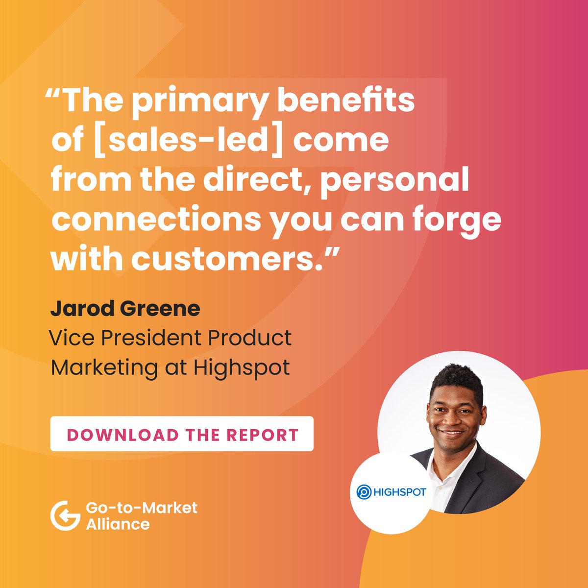Jarod Greene, VP of Product and Customer Marketing at Highspot, is a sales-led guru. With his expertise, you’ll learn what a sales-led GTM strategy is in practice, and how to implement your own.

#gotomarket #salesled

gotomarketalliance.com/sales-led-go-t…