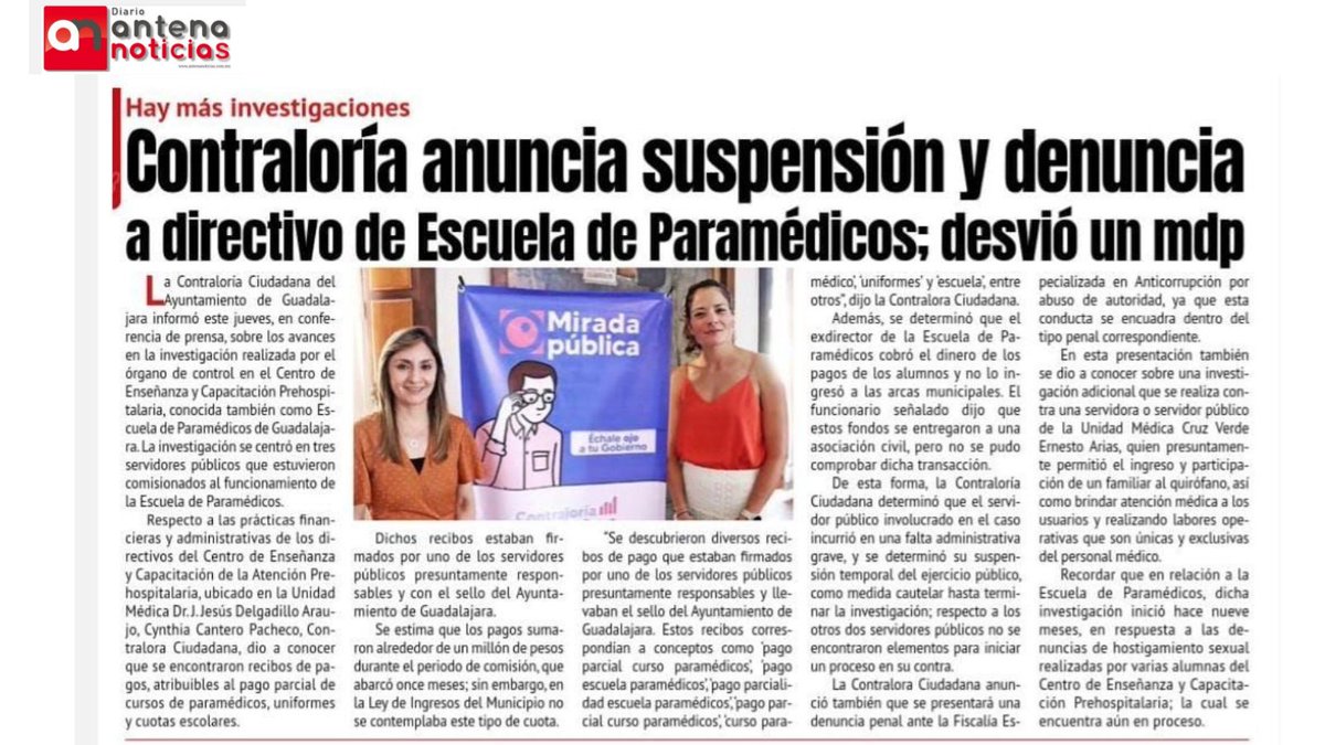 CynthiaCanteroP's tweet photo. En @GuadalajaraGob desde la Contraloría Ciudadana, avanzamos en la ruta del combate a la corrupción, para atender de fondo este problema público que día a día despoja de oportunidades a la sociedad. #ContraloríaGDL https://t.co/6zzhSUVoru