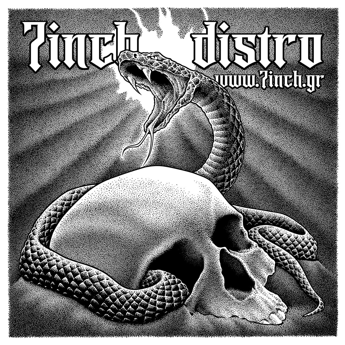 Sticker #artwork for 7inch Distro!
#illustration #penandink #stippling #artistsontwitter #skull #snake