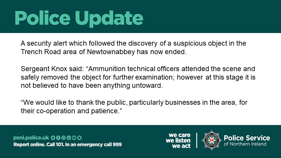 Police Antrim and Newtownabbey on Twitter "A security alert in the