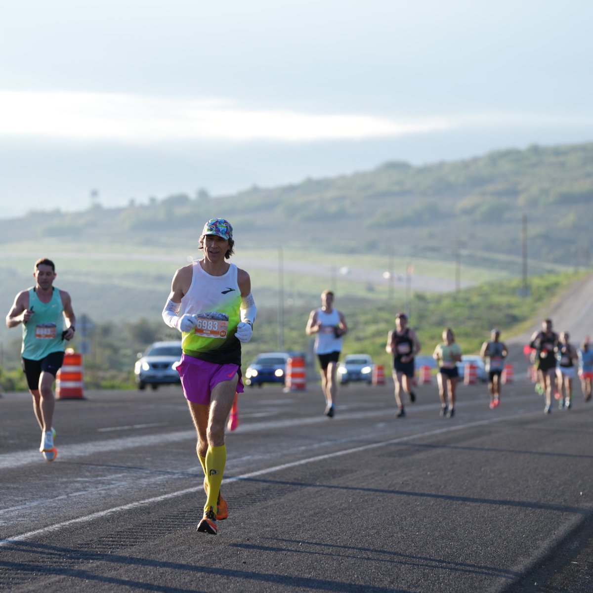That’s me in the yellow socks, I just ran the breathtaking Utah Valley Marathon, I run for mental health, while I’m running I’m at peace, but before it I get so anxious it makes me ill, and I swear I won’t put myself through that hell again, but afterwards I’m always glad I did.
