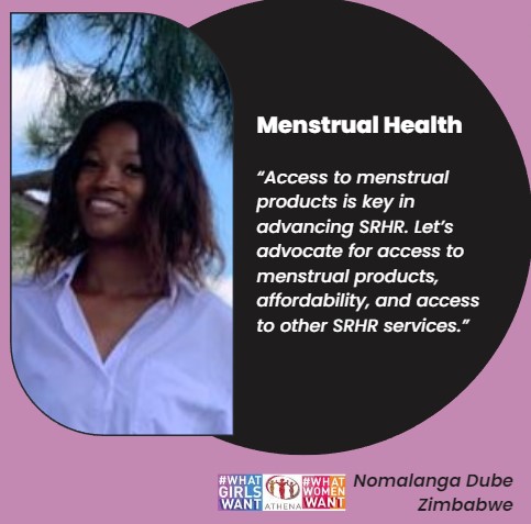 “Access to menstrual products is key in advancing SRHR. Let’s advocate for access to menstrual products, affordability, and access to other SRHR services.”
#WhatGirlsWant #WhatWomenWant #FeministFuturesHIV #SRHR #MenstrualHealth #EndPeriodPoverty