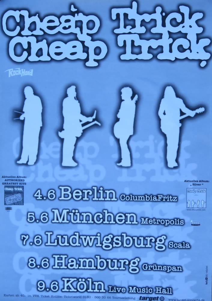Today in Cheap Trick history: 9 June – (2001) The band performed at the Live Music Hall in Cologne, Germany, during a run of 9 European shows, in Germany, England and Ireland.