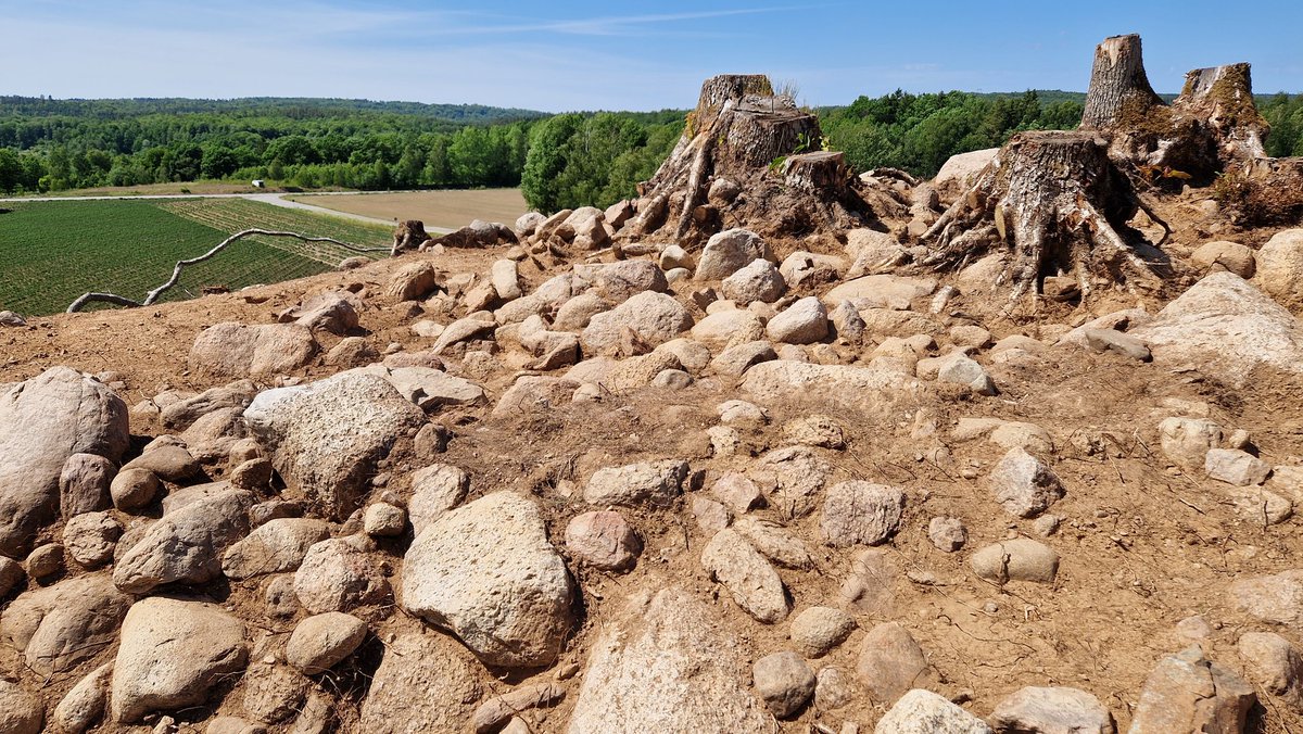 All the clasts made sampling for luminescence dating tricky and hard on the knees. But what else to expect from a cairn?! <a href="/LundLum/">Lund Luminescence</a>  @LundGeology in collaboration with Sydsvensk Arkeologi.