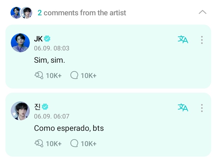 quevelly71062's tweet photo. Jungkook e Jin Comentaram
No Post do Jimin no Weverse.
🐰:Sim Sim!
🐹: como esperado, bts.
🥺🥺 https://t.co/9qHimHNAHF