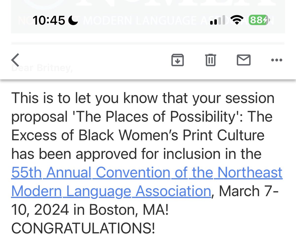 BritHenry13's tweet photo. Pretty spectacular news! The proposal @MsBenbowReads, @DemetraMcBrayer, @schmerielle, and I wrote has been approved for inclusion at NeMLA!!! https://t.co/uBr9OvkILU