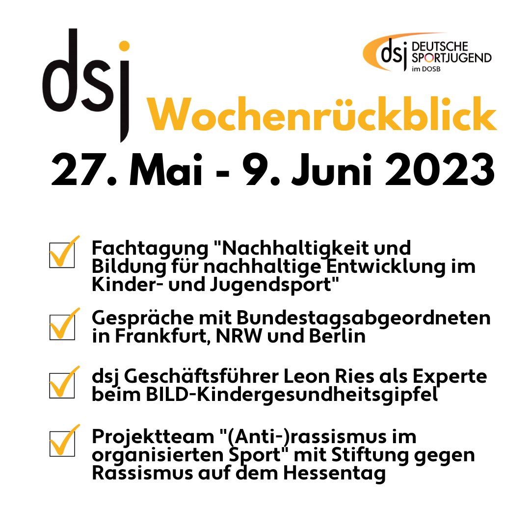 Deutsche Sportjugend (dsj) (@dsj4sport) on Twitter photo #dsj-Wochenrückblick: Einiges los in den letzten Wochen. Petition #FWDstaerken kann unterschrieben werden, wir waren mit <a href="/FranceOlympique/">FranceOlympique</a> & <a href="/ofaj_dfjw/">🇫🇷 OFAJ_DFJW 🇩🇪</a> in Paris, hatten bei der Fachtagung Expert*innen zu Nachhaltigkeit zu Gast, waren beim <a href="/BILD/">BILD</a> Kindergesundheitsgipfel u.v.m. #dsj-Wochenrückblick: Einiges los in den letzten Wochen. Petition #FWDstaerken kann unterschrieben werden, wir waren mit <a href="/FranceOlympique/">FranceOlympique</a> & <a href="/ofaj_dfjw/">🇫🇷 OFAJ_DFJW 🇩🇪</a> in Paris, hatten bei der Fachtagung Expert*innen zu Nachhaltigkeit zu Gast, waren beim <a href="/BILD/">BILD</a> Kindergesundheitsgipfel u.v.m.