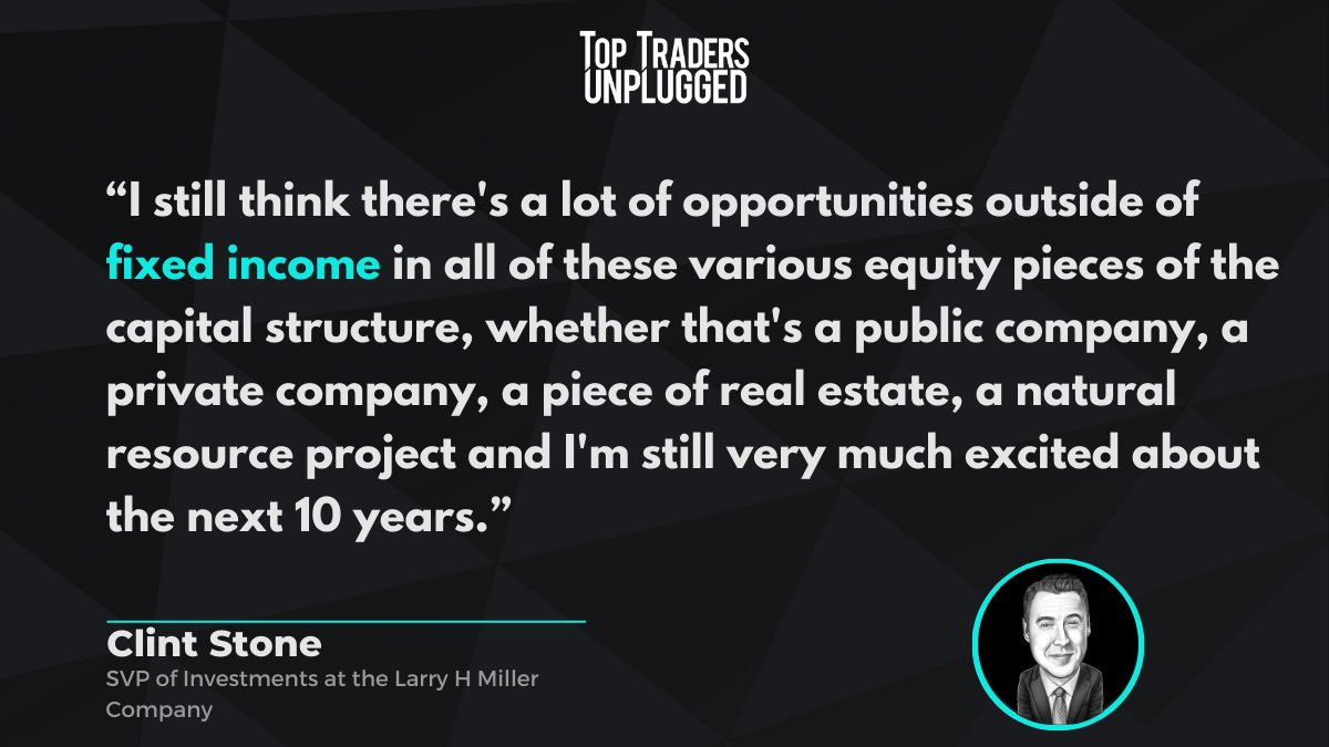 TopTradersLive's tweet image. 💼 Expand your investment horizons with Clint Stone as he discusses with @alanjdunne the promising opportunities in the next 10 years beyond fixed income. The future is bright for savvy investors! #InvestmentInsights #CapitalStructures