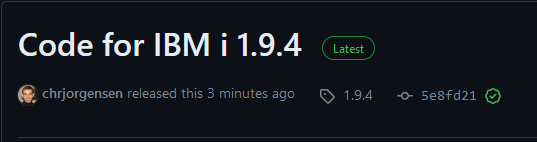 And now ladies and gentleman, a round of applause for @ChrJorgensen who just released his first Code for i version 🥳 Way to go! #ibmi #codefori