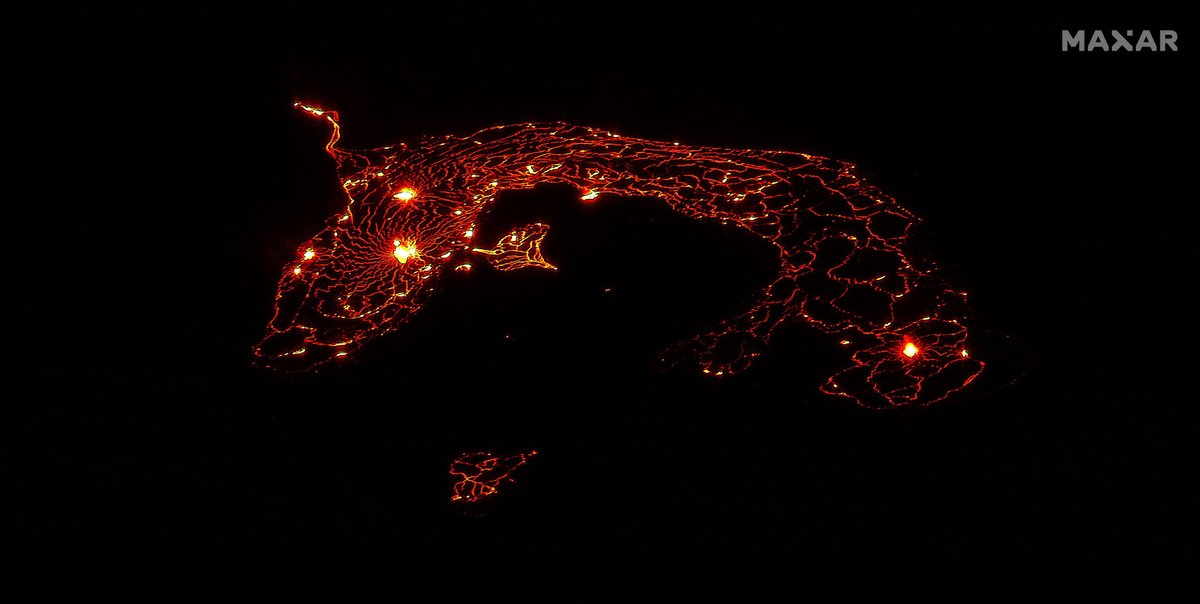 vantortech's tweet photo. One of #Hawaii’s most active volcanos, #Kilauea, erupted this week, sending bursts 200ft high. This eruption is confined to the Hawai’i Volcanoes National Park &amp; officials say there is no indication that populated areas are at risk. This WV3 nighttime image is from June 8, 2023. https://t.co/MBCX5ZQIH7