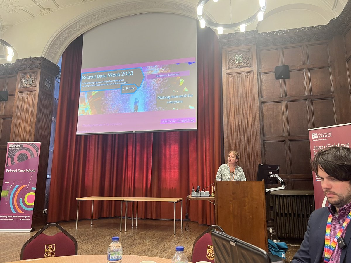 RuiZhuRich's tweet image. Great to see works of developing data science by colleagues across campus at #BristolDataWeek @JGIBristol. Two spatial data science projects from @GeogBristol were presented! @EmmanouilTranos on creating economic data from Web and @sebsteinig on a vis. tool for climate change.