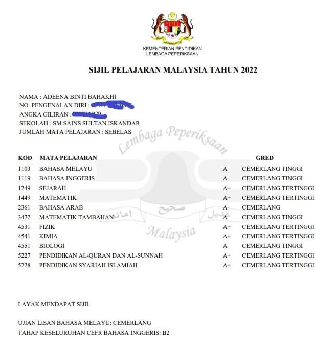 Tahniah diucapkan kepada pekerja cashier stesen minyak Shell Jalan Hospital Ipoh, Adeena Binti Bahakhi selepas raih keputusan cemerlang SPM 2022 dengan mendapat 11A dalam semua matapelajaran.

Alhamdulillah, Semoga berjaya di luar sana ☺️