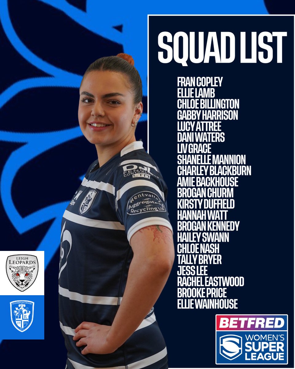 FevRoversRLFC's tweet photo. π₯ ππππΌπΏ
Rovers Women travel to @LeighLeopardsRL this Sunday as they look to maintain their 100% record in the league.
ποΈ: https://t.co/DTTrNI0y8A
#LEIvFEVW | #BlueWall https://t.co/IfS6aLosaD