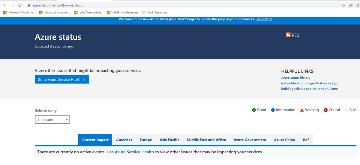 ranjanaj's tweet photo. But somehow the health status portal isn't reporting any issue. https://t.co/65g1n3dVSW