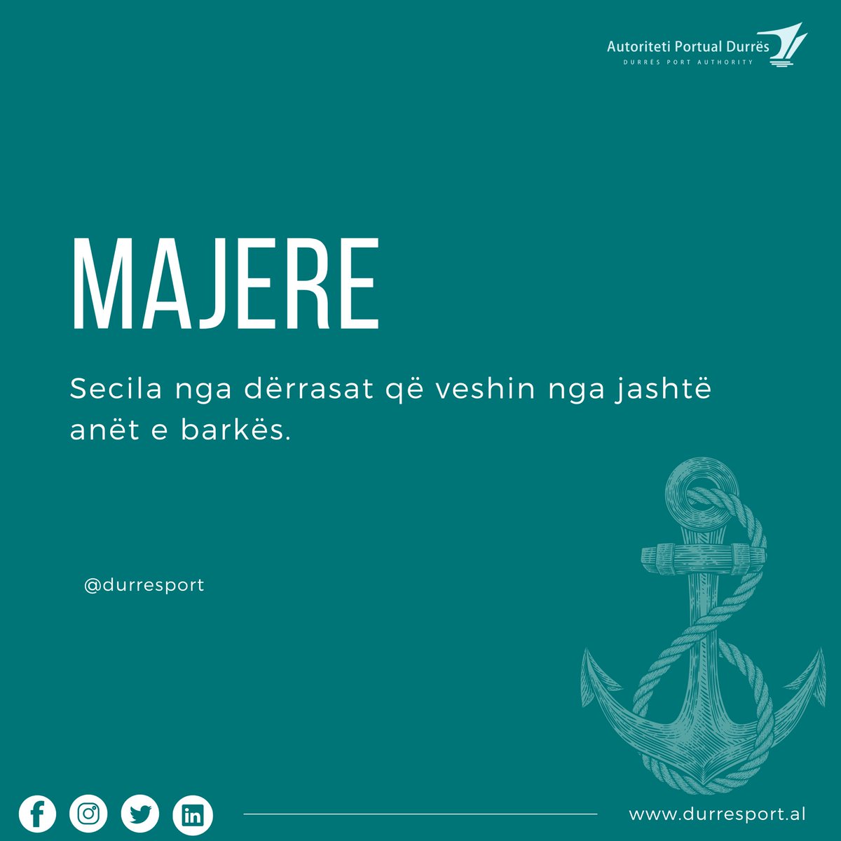 DurresPort's tweet photo. 📚 Fjalori i detarisë⚓️

Majer/e,- ja, term i përdorur në gjuhën detare, i cili i referohet çdonjërës prej dërrasave anësore të cilat veshin nga jashtë anët e barkave apo lundrave.

psh: Majeret e barkës (lundrës) 

#DetariaShqip🇦🇱⚓️📚#fjalorthi
#enciklopedi #gjuhësi #detari https://t.co/MyURHZK0rA