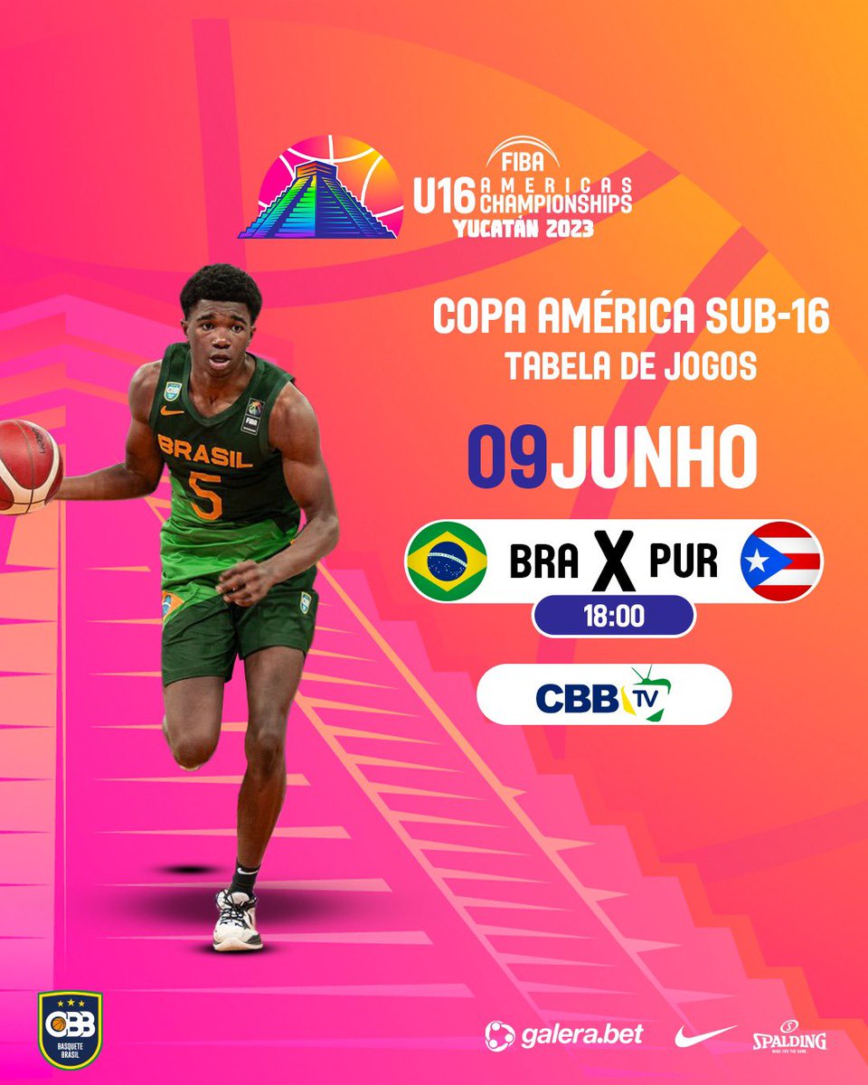 basquetebrasil's tweet photo. Tem Brasa em quadra hoje! Brasil x Porto Rico, valendo vaga na Copa do Mundo Sub-17 em 2024!
Quartas de final da Copa América Sub-16, às 18h, ao vivo na CBB TV 🔥
Vamo com tudo!
#CBB #NossaBase https://t.co/3CRkzMtgmJ