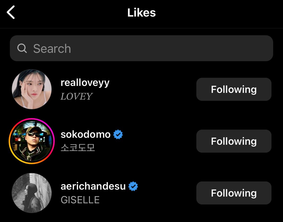 yjminsta's tweet photo. singer-songwriter Lovey, rapper Sokodomo and Giselle liked Karina’s recent instagram post! https://t.co/0yRU7LzX6u