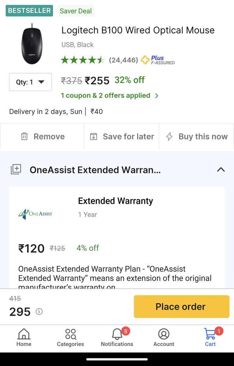 itsani16's tweet photo. Whats this @Flipkart @flipkartsupport 
Iam a #PlusMember and its a #plusFAssured product, still has to pay 40Rypees extra for delivery? Why? https://t.co/NyGllEMPxe