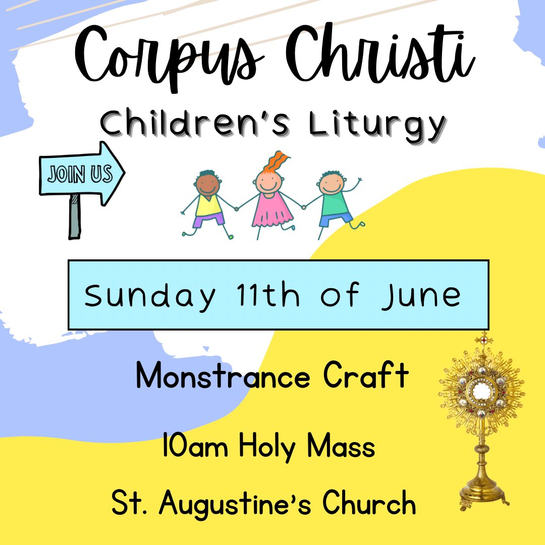 Children Liturgy
Sunday 11th of June
10am Holy Mass

Corpus Christi 🙏

<a href="/FrKane/">Fr. Michael J Kane</a>