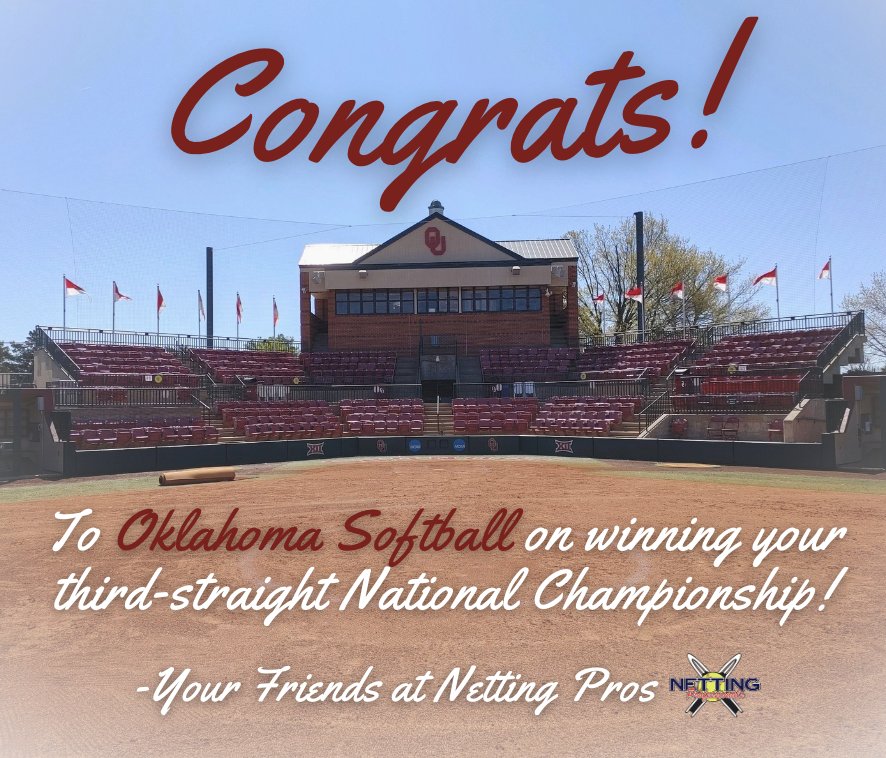 NettingProsChat's tweet photo. Congrats to @OU_Softball on winning the 2023 NCAA Softball National Championship! 🏆 🏆 https://t.co/S7OIeh3xKg