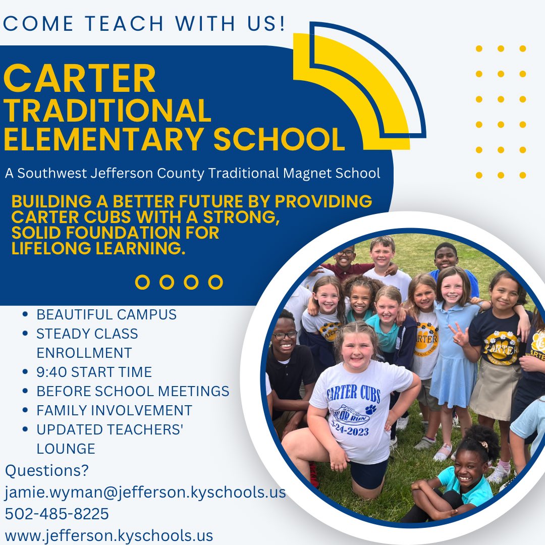 JCPS Teachers interested in joining our 1st or 5th grade teams? Apply internally!