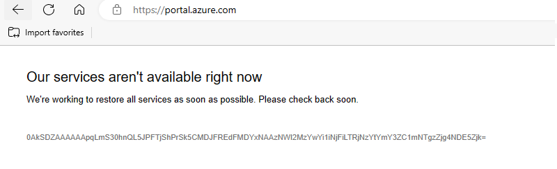 TechnoDezi's tweet photo. @Azure @AzureSupport This is new. Did someone break something? https://t.co/jmFJUZizpb