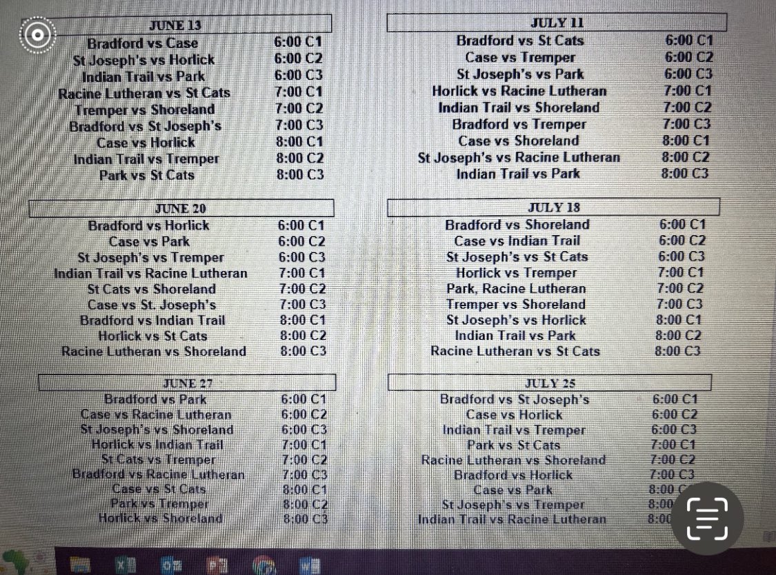 It’s HS summer league time. You can find our players in the Racine Unified Summer League at Horlick HS

<a href="/CambriaCarlino/">Cambria Carlino</a> Kenosha Bradford 
<a href="/LecceKamryn/">Kamryn Lecce</a> Kenosha St. Joes
<a href="/ap_baller01/">Aniyah Price</a> Racine St. Cats
<a href="/ellie_khreish/">ellie.khreish</a> <a href="/addison_betker/">Addison Betker</a> <a href="/_Jenna28/">Jenna Quirk</a> Racine Park

Schedule ⬇️