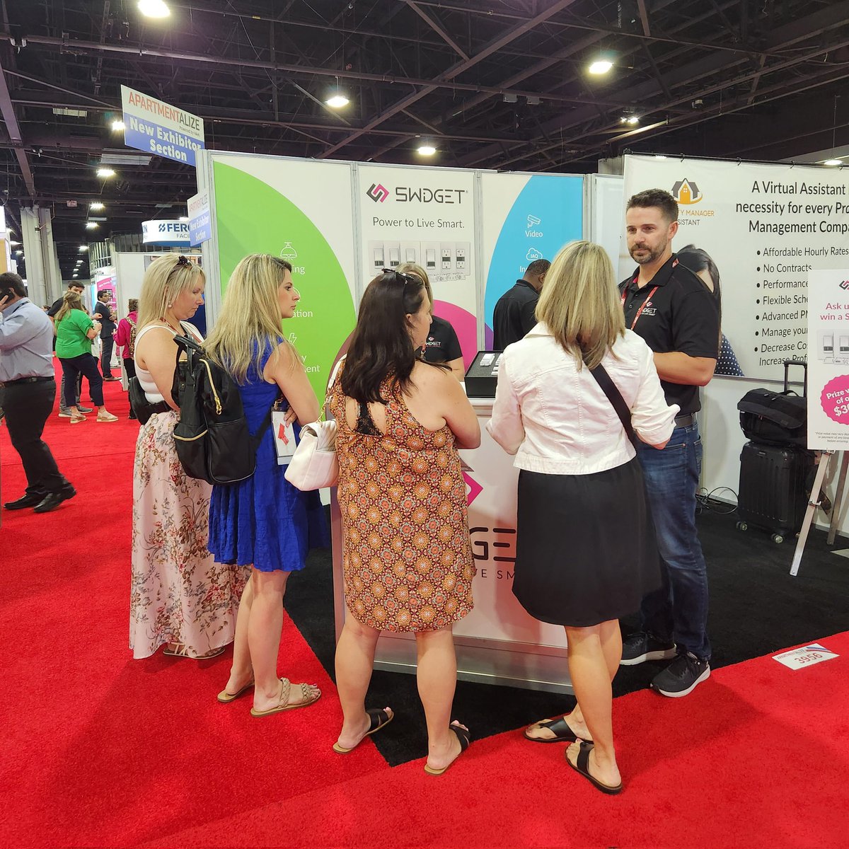 swidget's tweet photo. Last day of #Apartmentalize2023! We loved meeting you & showcasing our #smarthome #technology. Don't forget to enter our draw for a #Swidget prize pack before you go! Missed us at the show? Reach out to learn how to make your properties smarter & more efficient. Thanks @NAAhq! https://t.co/TeFoma5Mwk