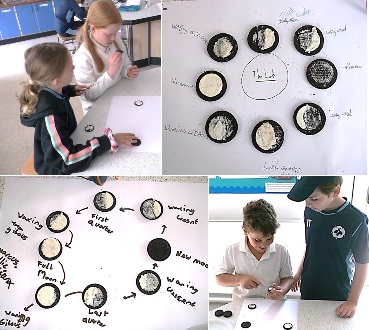 BedalesPrep's tweet image. Moon phases with Oreo cookies - one of Group 2&apos;s favourite lessons! Afterwards it was time to crEATe our moon phases. This always seems to be a really popular lesson, I wonder why?

#sciencematters #schoolscience #schoolscienceproject #stem #petersfieldpulse #iaps #bedalesprep