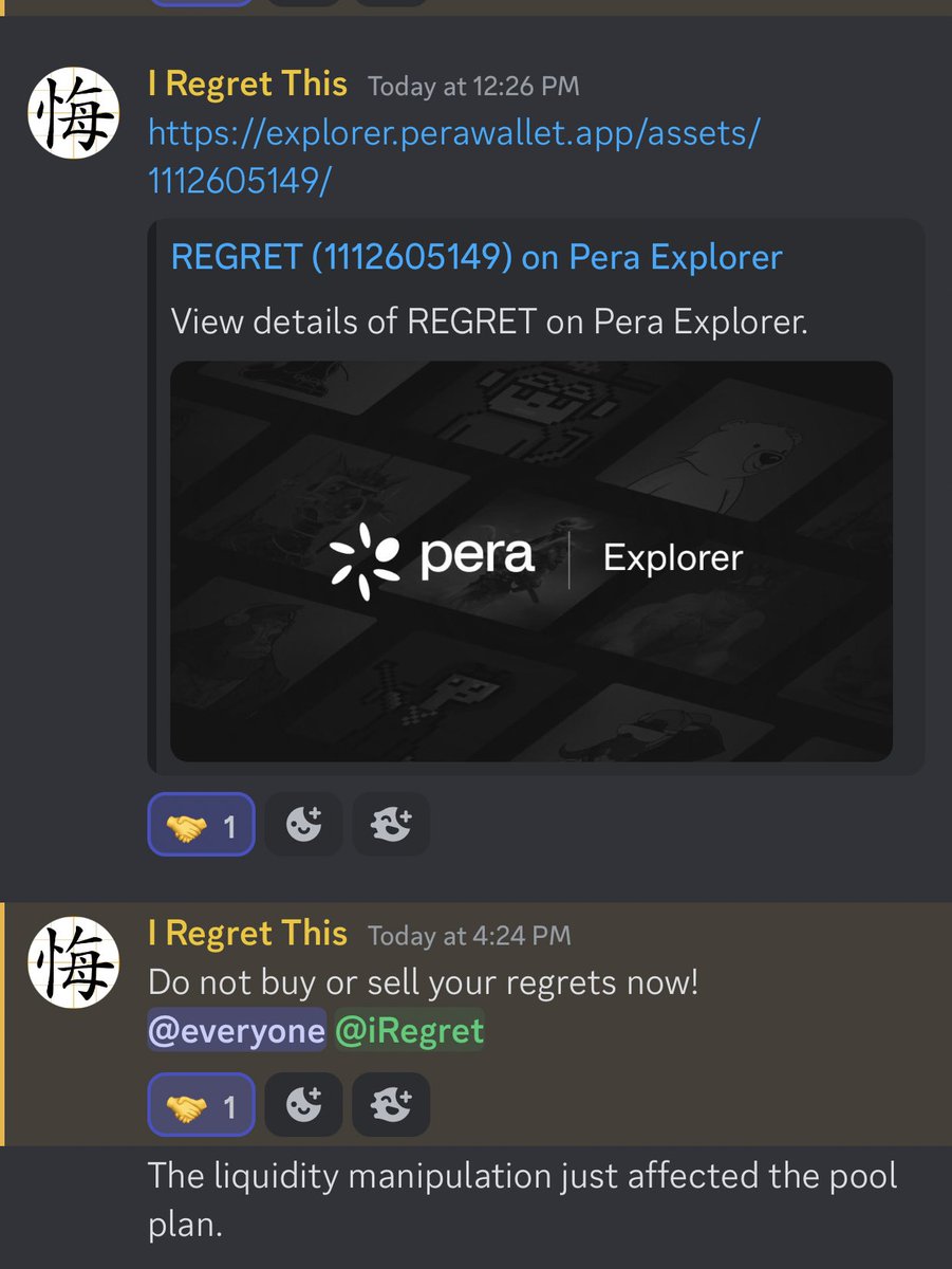 1000NBC's tweet photo. Public Notice to everyone $Regret ‘in the recent pool manipulation. 

Do not sell your tokens https://t.co/bXzVREvKg4
