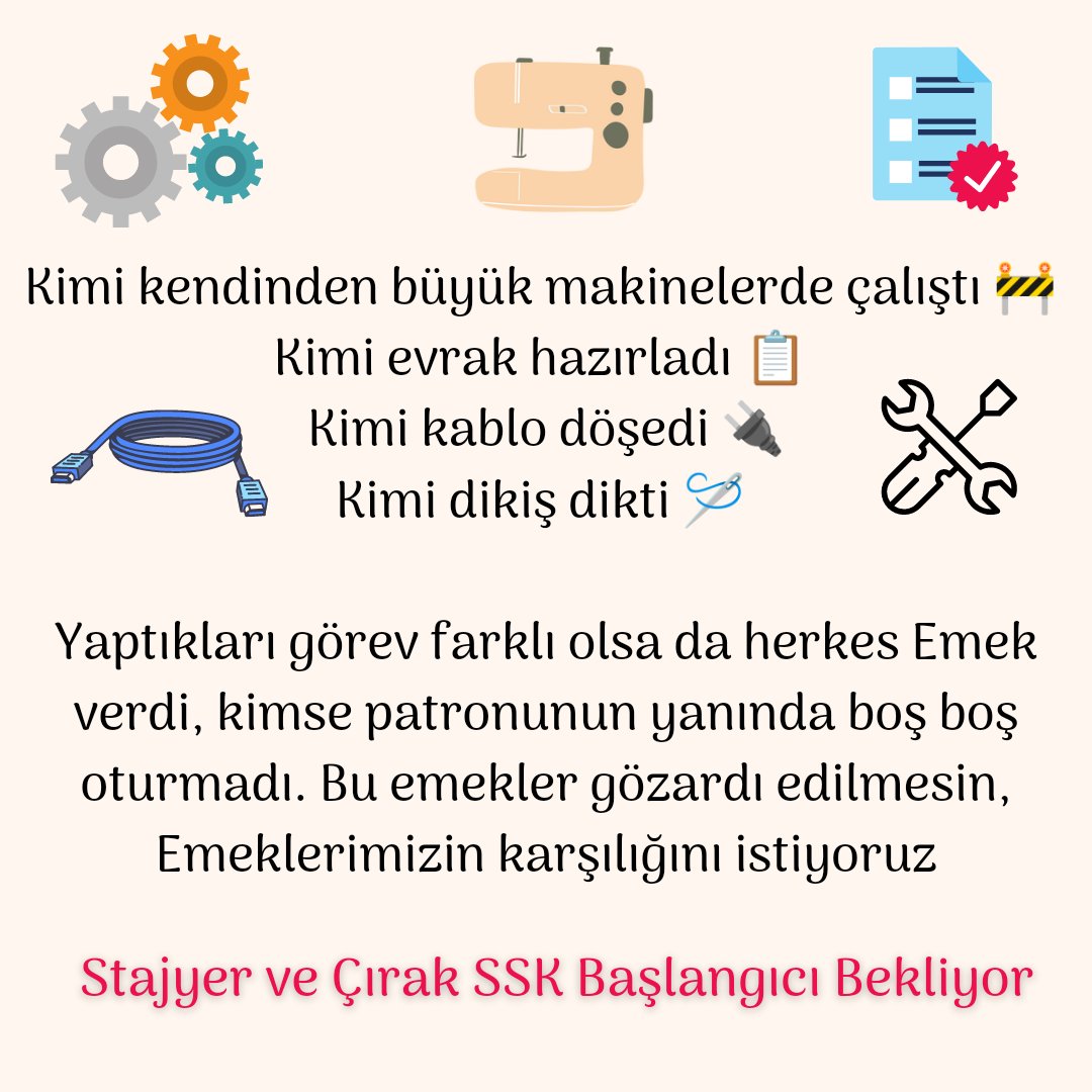 Aylardır gündemde kalıp, sesimizi duyurmak için Stajyer ve Çıraklar el ele mücadele veriyoruz. 

Bu Mağduriyetin artık son bulmasını istiyoruz. 

Sesimizi duyun Sayın Bakanım...

@isikhanvedat
@csgbakanligi

#StajyerÇıragaEmeklilikHakkı